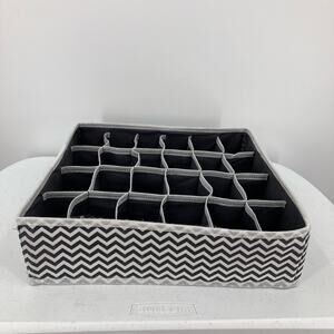 Joyoldelf Gray White Chevron Drawer Divider Collapsible Closet Cabinet Organizer